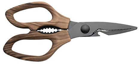 Rockingham Forge Forester Forbici da cucina in acciaio inox con rivestimento in ossido nero, manico ergonomico in legno, 9,5 x 1 x 20 cm