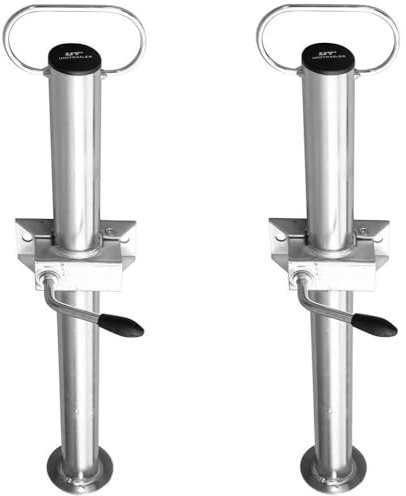 UNITRAILER juego de dos soportes fijos con abrazaderas 300 kg 48 mm 600 mm para remolque, apoyo estable con montaje completo para carga, descarga y parada uso diario manejo estable