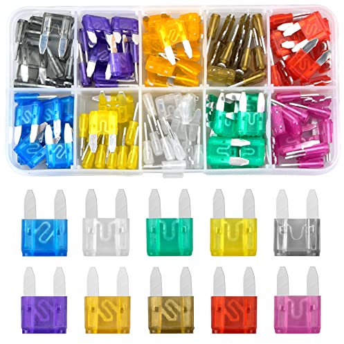 Vesaneae 120 Stück Mini Flachsicherungen, Autosicherungen Set, KFZ Sicherungen, Standard Auto Sicherungen, Blade Sicherungen mit Sicherungszieher, Stecksicherungen für Automotive Motorrad