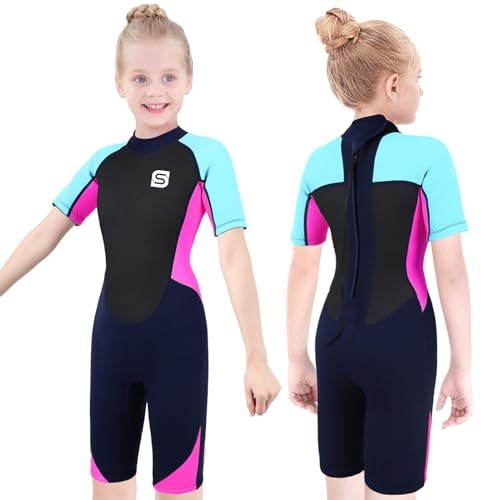 Combinaison de Plongée en Néoprène, 2.5MM Shorty Combinaisons Humides pour Enfant, Anti-UV Thermique Combinaison Neoprene