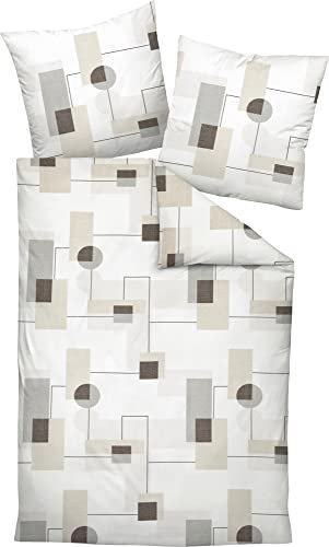 Janine Feinbiber-Bettwäsche Davos 155x220 + 80x80 cm weidenkätzchen-taupegrau