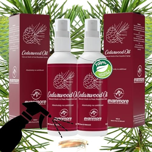 Cedarwood Oil Moth Repellent Repeller Spray Natural Safe Clothes Carpet Curtain Moths Insect pests 100ml Prevention Deterrent Wardrobe Cupboard Drawers Clothing Essential Oil Protection Effective (2)