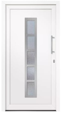 HORI Haustür Eingangstür Komplettset – Robuste Hauseingangstür mit moderner Optik, hoher Wärmedämmung & Sicherheit, Farbe: weiß - DIN rechts - Modell: Frame - 210 x 100 cm