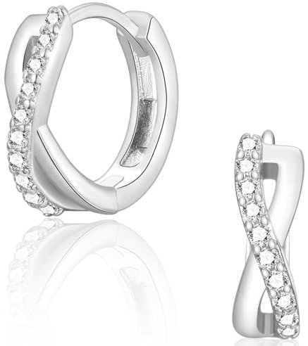 CERSLIMO Ohrringe Creolen Silber, Infinity Creolen Unendlichkeitszeichen Silber 925 9mm AAA Zirkonia Unendlich Silberohrringe Schmuck Unendlichkeit Geschenke