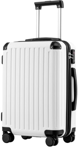 COOLIFE Koffer Trolley-Koffer Hartschalen-Koffer Rollkoffer Reisekoffervon ABS-Material mit TSA-Schloss Teleskopgriff und 4 Zwillingsrollen (Weiß, Handgepäck)