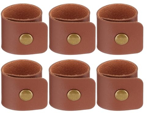 PATIKIL Napkin Rings, 6 Pcs Leather Napkin Rings Rustic Holder for Table Decor Thanksgiving Farmhouse Wedding Fall Banquets Dinner Party Ornaments Classic, Brown