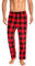 Cyathea Schlafanzughose Herren 100% Baumwolle Flannel Pyjamahose Kariert Loungehose mit Taschen Nachtwäsche Unterteil Schlafhose Weich für Männer Verstellbaren Tunnelzugbund Rot KariertM