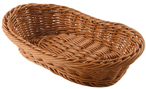 omolly Oval Wicker Woven Basket Bread Basket Serving Basket, 11 Inch Storage Basket for Food Fruit Cosmetic Storage Table Top and Bathroom