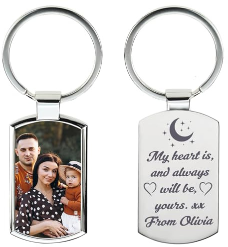 Personalised Photo Keychain – Customised Keyring with Picture & Engraving – Gift for Mum, Dad, Grandparents – Birthday Present, Mother’s Day, Father’s Day, Anniversary, Wedding, Christmas Keepsake