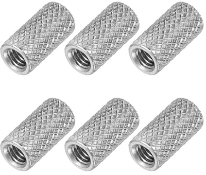 PATIKIL Écrous Ronds Connecteurs M4, 6 Pcs 0.24OD x 0.47H 304 Acier Inoxydable Rond Moleté Manchon D'Accouplement À Pouce Fileté Tige Barre Tube Fixation Pour Support Caméra Lampe