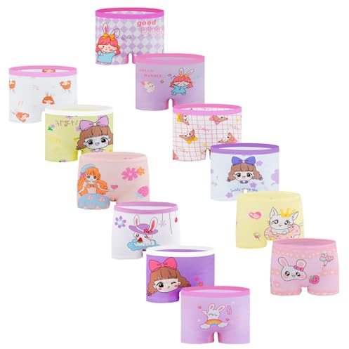 JekBriff Girls Underwear Pack of 12 Pants, 4-6 Years, MULTICOLOR E42, Size:L