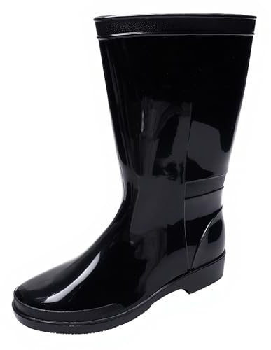 JOMIX Stivali da Pioggia Donna Gomma Impermeabili Antiscivolo Alti Scarpe da Giardino Comode Pulire e Resistenti Stivaletti Galosce per Outdoor Lavoro Pesca (WRB255105, Nero, 36 EU)