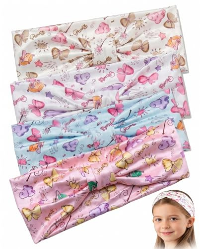 YUZNA Bandeaux Cheveux Fille Lot de 4 Nœuds Floraux Élastiques pour Bébé & Enfants, Mignons Serre-têtes Accessoires Cheveux pour Quotidien, Anniversaire et Cadeau