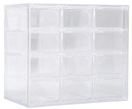Organizer per lenti a contatto con 12 griglie, contenitore trasparente, grande custodia per montaggio a parete e tavolo, per lenti a contatto usa e getta quotidiane e cosmetici, N. 711, 12 Gitter
