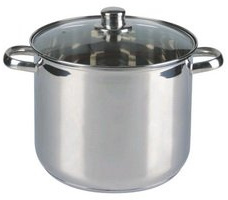 Jürgen Westerholt GmbH 14 Liter Edelstahl XL Großraumtopf - Suppentopf mit Induktionsboden + Glasdeckel mit Dampfabzug 2214