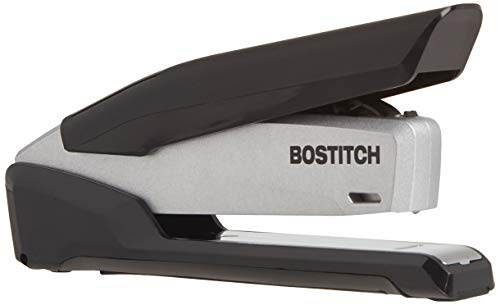 Bostitch Office Executive Metal Desktop Stapler, 3 in 1 Spring Powered Stapler, One Finger, Staple Storage Compartment & Staple Remover, Includes 210 Staples, 28 Sheet Capacity, Black/Gray