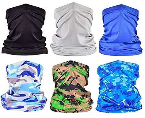 Xniral 6 STK Nahtlose Bandanas Multifunktionstuch Elastische Halstuch Schlauchtuch (one size, Zh)