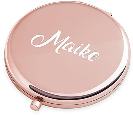 Maverton Klappspiegel mit Gravur - Rosegold - Schminkspiegel mit Vergrößerung - personalisierter Make up Kosmetikspiegel - Reisespiegel für Handtaschen - Geschenke für Frauen - Spiegel rund