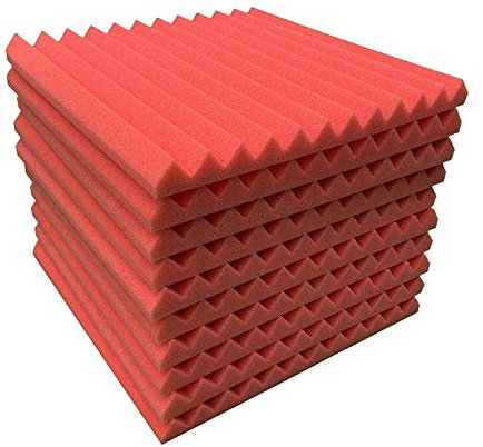 Lot de 12 panneaux de mousse pour isolation acoustique - Pour la maison et le studio - Rouge