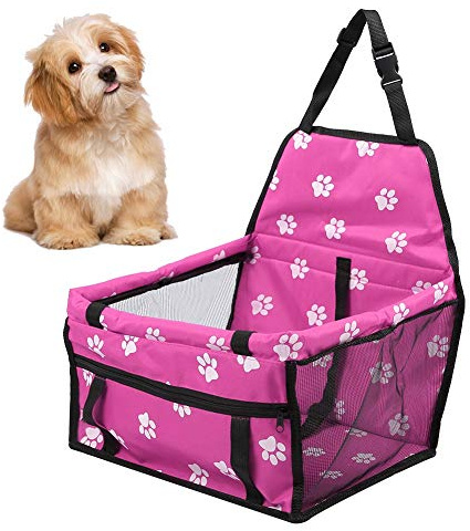 Asiento del Animal Doméstico del Coche, Yctze Cubierta del Asiento del Perro del Animal Doméstico del Coche Plegable Tela Oxford Cesta de la Malla del Portador del Animal Doméstico Rosa