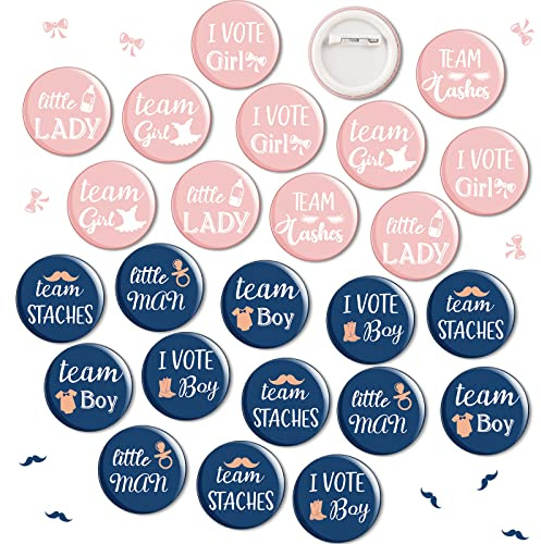 80 Pcs Gender Reveal Button Pins, Team Boy or Girl Pins, Pink Blue Button Pin for Baby Shower Party Favors Gender Reveal Party Supplies.1.5 Inch