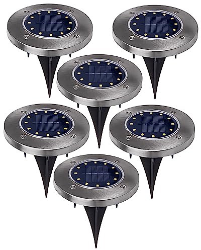 Maclean MCE318 Lámpara Solar Foco Solar para Jardín Iluminación de Caminos 12 LED SMD, 4000K, Ni-MH 600 mAh, 0,7W, IP44 (6 Unidades)