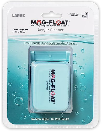 Mag-Float Large Acrylic Aquarium Algae with Scraper Cleaner | Magfloat Floating Magnetic Fish Tank Magnet Cleaning Scrubber Brush Tool for Freshwater Saltwater Marine Reef Tanks