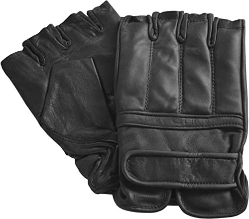 normani Quarzsand Handschuhe aus Leder ohne Finger Farbe Dunkelschwarz Größe M