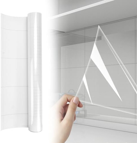 DTYGUIXE Vinilo Adhesivo Protector Transparente, Rollo de Papel Adhesivo Transparente para Pared de 40cm x 700cm y 1 Raspador Lámina Protectora para Muebles de Cocina Impermeable y Antimancha