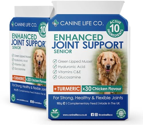 Canine Life Co. Senior Dog Joint Supplement 30 Tablets Trial Pack | High Strength With Turmeric Glucosamine & Green Lipped Mussel | For Older Stiffer Dogs Age 8+ | Made In The UK (1 Pot (30 Tablets))