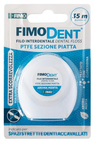 Fimodent Zahnseide 35 m – PTFE-Flachteil, extra glatt, ideal für enge Zahnzwischenräume