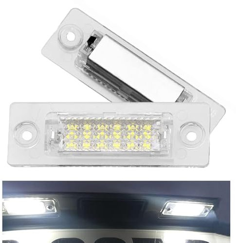 Pulchra License Number Plate Light LED Rear Number Plate Light For VW T5 Caddy Golf Jetta Pa-ss-at Skoda 6000K Xenon White 2Pcs