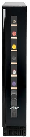 Willow W15WCB 20L Under Counter Wine Fridge/Wine Cooler, 4* Rating, Digital Display with Touch Control, Ventilated Cooling, 2 Years Warranty - Black