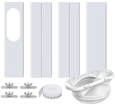 Klimaanlage Fensterabdichtung Kit, Abluftschlauch Klimagerät Adapter für 13/15cm Durchmesser Klimaanlage Auspuffschlauch, Verstellbare Fensterabdichtung Platte für Länge 43-140cm