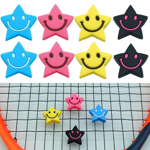 8 Stück Tennis Dämpfer, Silikon Dämpfer Tennisschläger Fünfzackiger Stern, Lustige Vibrationsdämpfer Tennisschläger, Tennisschläger Kinder, Tennis Zubehör für Reduziert Schlägervibrationen