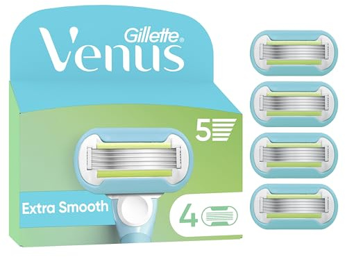 Gillette Venus Extra Smooth Rasierklingen Damen, 4 Original Ersatzklingen für Rasierer mit ihren 5 Klingen Eine Langanhaltende Rasur