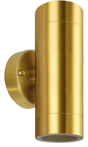 Long Life Lamp Company Outdoor Double Wall Light Brass IP65 Cylindrical and GU10 LED 5w Warm ZLC383