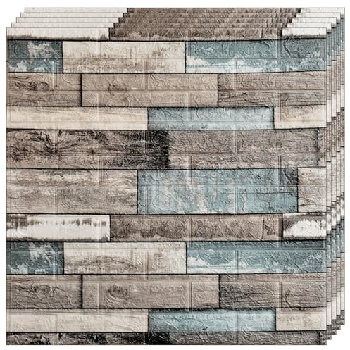 Selling Depot Carta da parati adesiva 3D multicolore effetto legno naturale - Set 10 fogli (70x70cm, 4.9mq) autoadesiva, impermeabile, fonoassorbente – cucina, bagno, camera, pareti fai da te