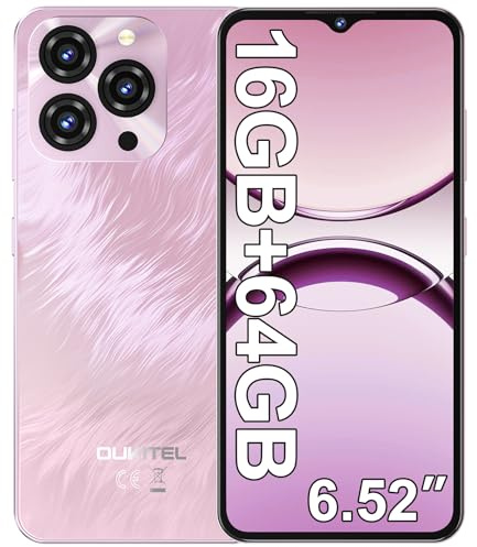 OUKITEL C3 Telefonos Moviles Libres, 16(4+12) GB + 64GB/TF 1TB Movil, 6.52 Telefono Movil, Batería 5000mAh Smartphone Android 14, Cámara 13MP+5MP, 4G Dual SIM/Face ID/3.5mm/GPS/OTG, Morado