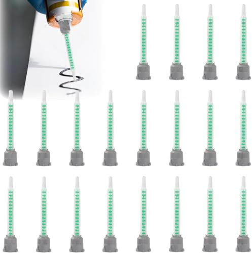 20 unidades mezcladoras estáticas, boquillas mezcladoras para pegamento 2K, boquilla mezcladora, mezclador estático 1:1, puntas mezcladoras, pegamento de plástico para flujo de tubos, boquilla