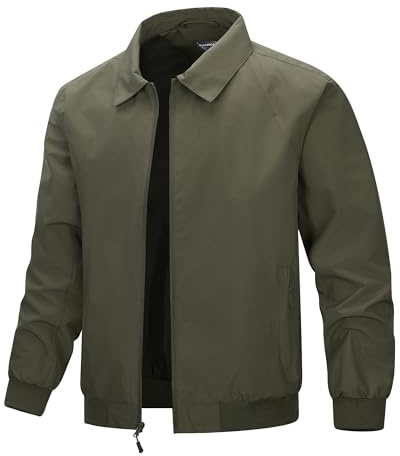33,000ft Men's Lightweight Jackets Waterproof Windbreaker Bomber Jacket | Windproof Summer Harrington Jacket, Smart Casual Full Zip Thin Golf Jacket with Pockets for Outdoor Sport Work