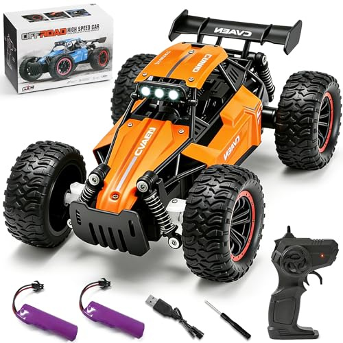 Jiakora Coche Teledirigido - 2.4GHz Coche RC con luz LED, 1:16 High Speed Coches Teledirigidos para Niños, Monster Truck Todoterreno con 2 Baterías, Off Road RC Car Auto Juguetes Niños Regalos 3+ Años