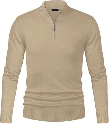 iClosam Jersey Hombre Invierno Cuello V Manga Larga Algodón Punto Fino