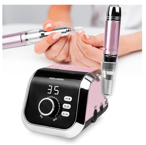 Máquina perforadora de uñas Fresadora de uñas eléctrica profesional de 65 W for manicura y pedicura.(Pink)