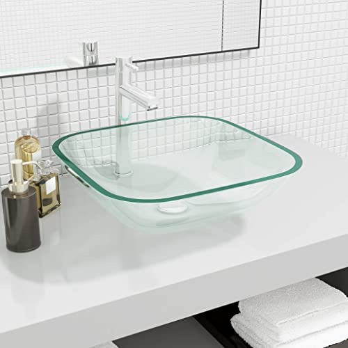 Solivagant Lavandino in Vetro 42x42x14 cm Trasparente,Trasparente,7,kg