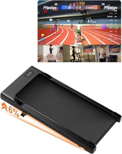 Superun Raceable Tapis de Course Inclinable 2.5HP Tapis de Marche avec Rampes, 1-6km/h, 1-12km/h APP Contrôle Max 136KG Walking Pad Portables avec Parcours d'entraînement et Courses Multi-Coureurs