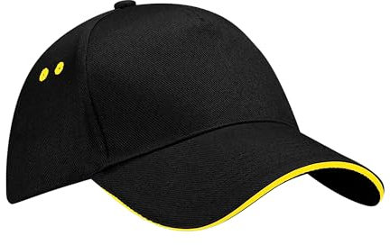 Beechfield Ultimate Unisex Kappe, 100 % Baumwolle, B015CBLK-YEL, Mehrfarbig, B015CBLK-YEL Einheitsgröße