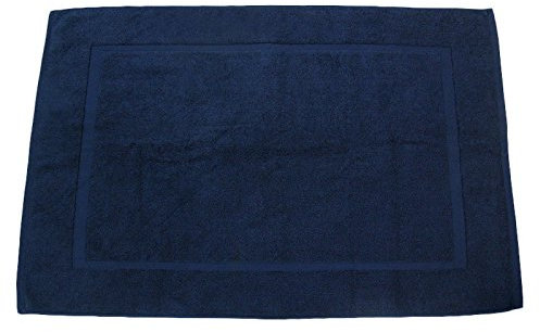 Lanudo® Luxus Badematte 900g/m² Pure Line 60x90 mit Bordüre. 100% feinste Frottier Baumwolle in höchster Qualität, Bad-Teppich, Bad-Vorleger, Frottee. Farbe: Marine-Blau/Navy