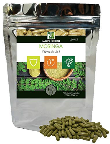 NAKURU | Moringa | Gamme Équilibre | Fabriqué en France / L'Arbre de Vie ! | (90 Gélules Végétales de 490mg / Poids Net: 44,1g)