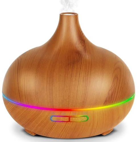 Diffuser for Essential Oil, 550ml Scent Humidifier with 7 Light Colors 4 Timer Setting Waterless Auto Off